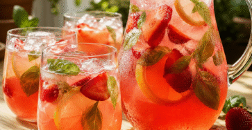 Limonade fraise basilic maison avec citron et glaçons