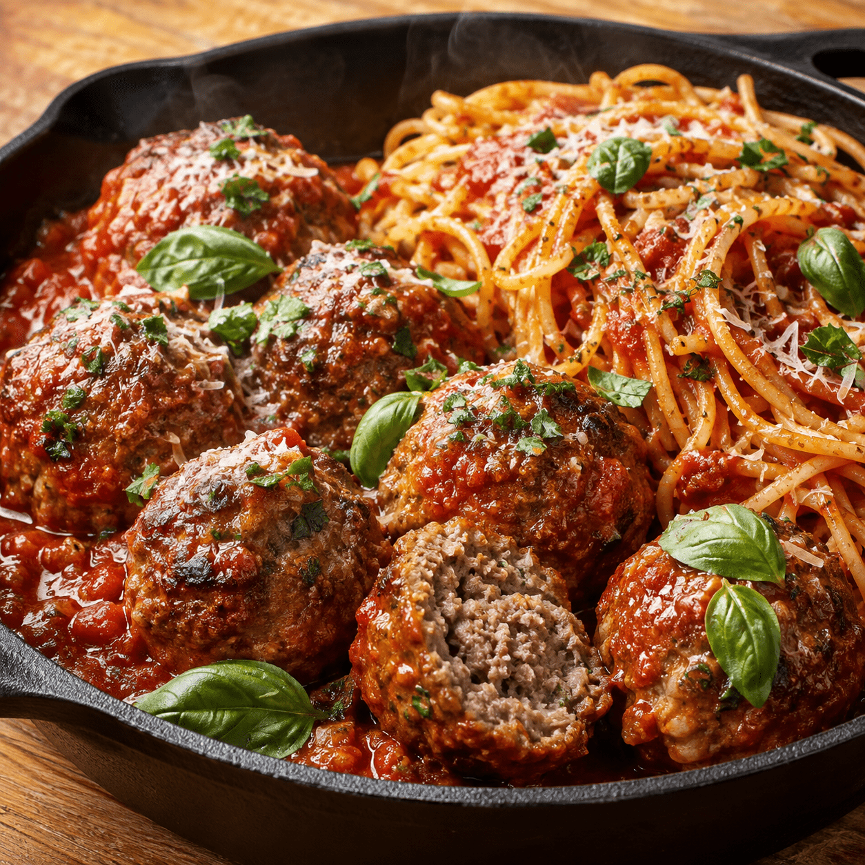 Boulettes de bœuf tendres dans une sauce tomate au basilic