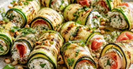 Roulés de courgettes au fromage frais et aux herbes