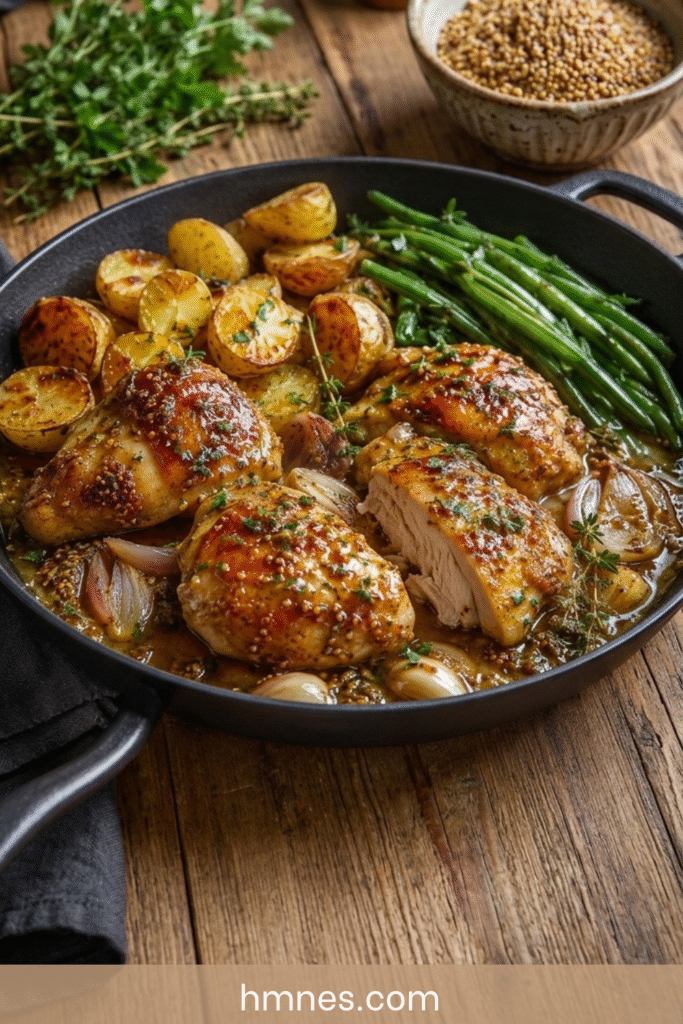 Poulet moutarde miel tendre dans une sauce crémeuse
