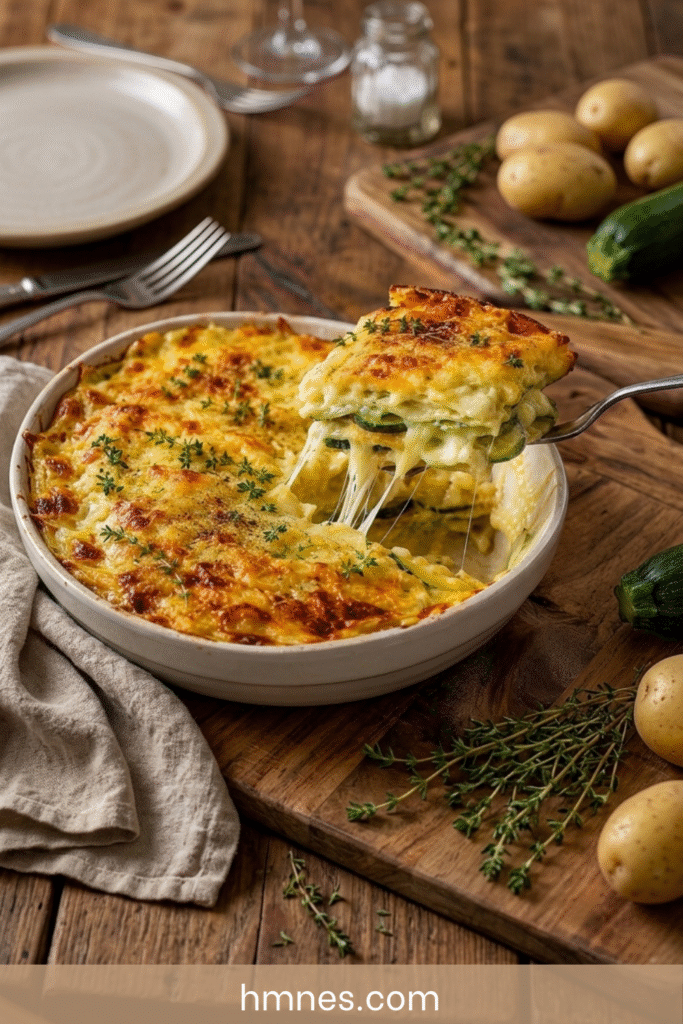 Gratin de ravioles aux courgettes et au fromage