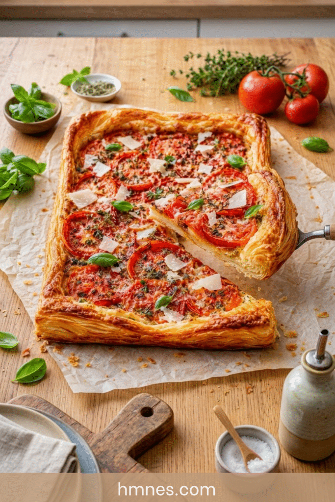 Tarte fine aux tomates rôties et au parmesan