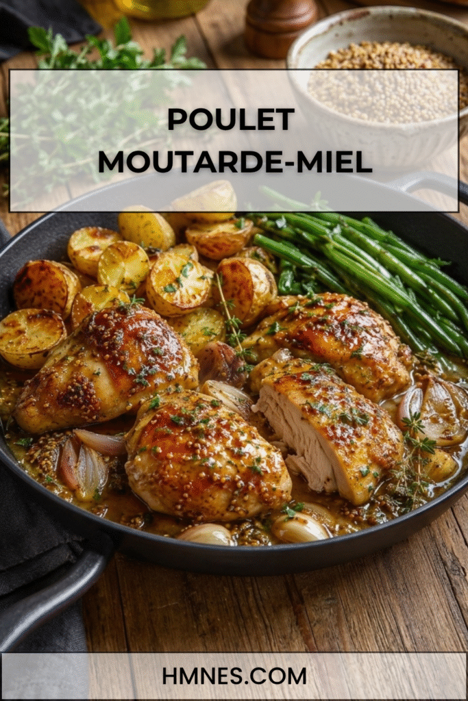 Poulet moutarde miel tendre dans une sauce crémeuse