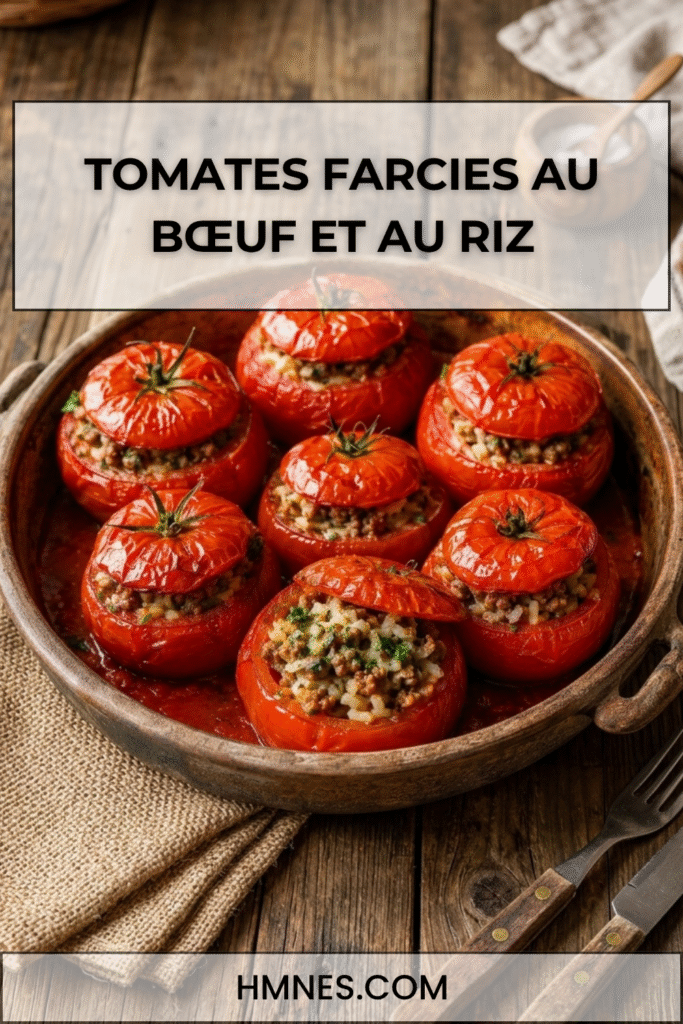 Tomates farcies au bœuf et au riz cuites au four
