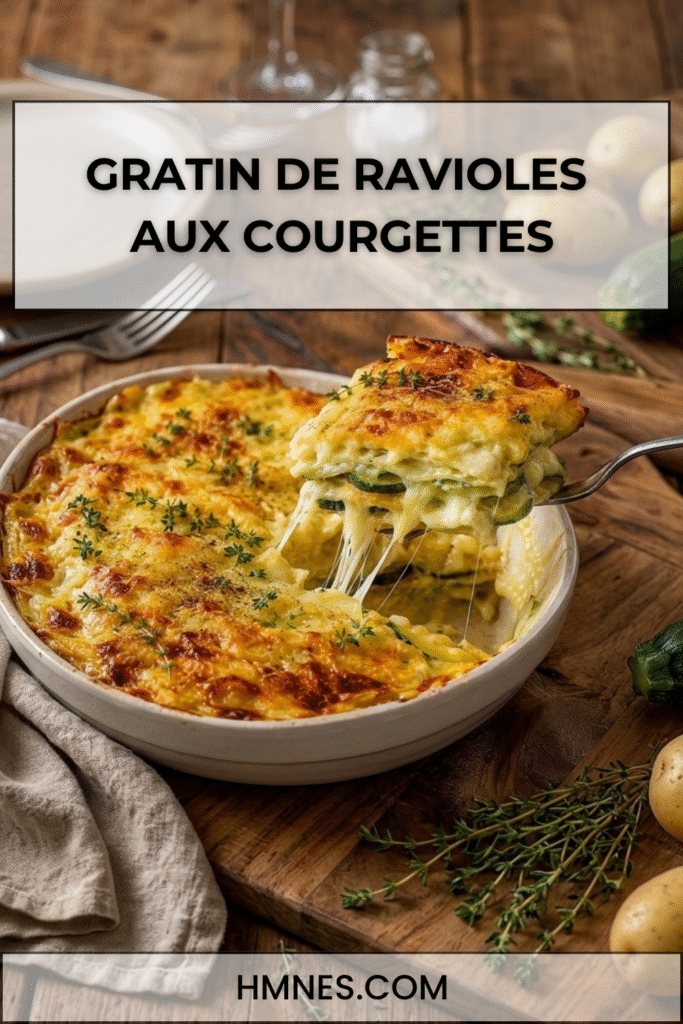 Gratin de ravioles aux courgettes et au fromage