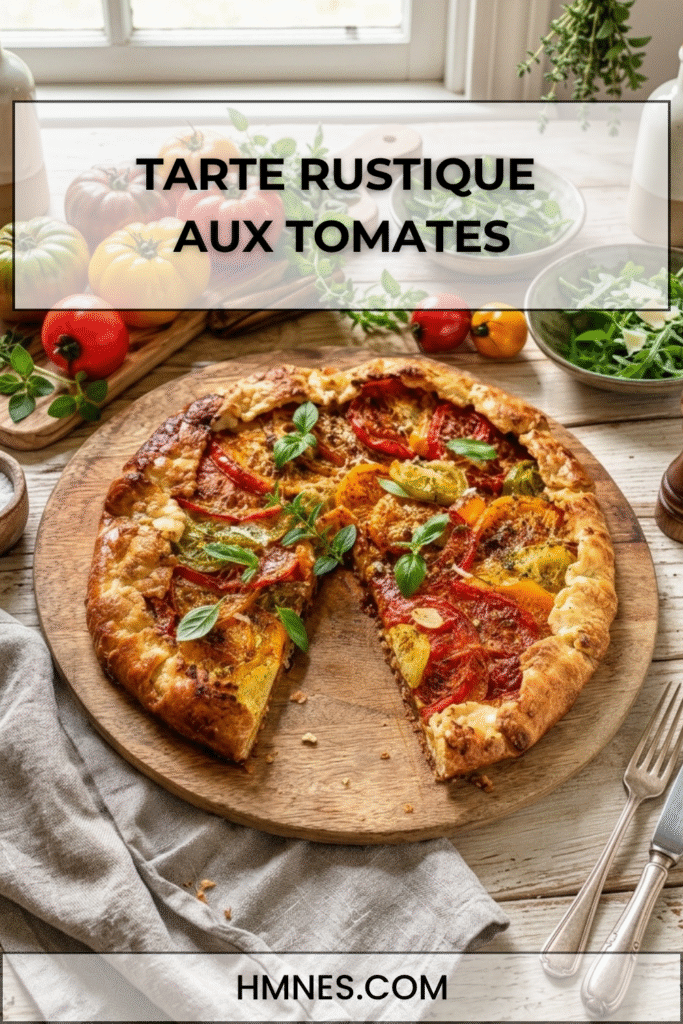 Tarte rustique aux tomates multicolores et au parmesan